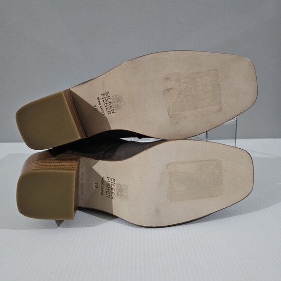NEW Eileen Fisher Ember Low Ankle Bootie Women 10 Taupe Brown Leather Block Heel - Picture 11 of 13